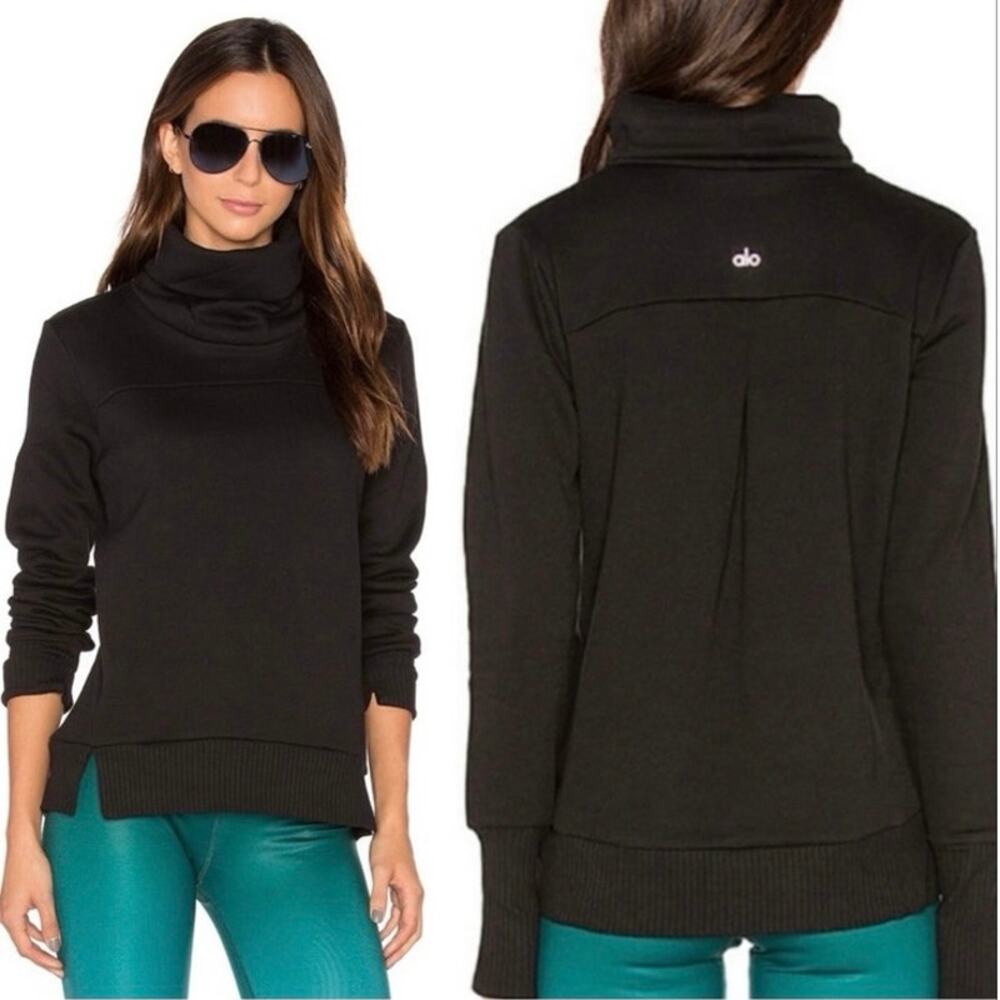 ALO Yoga Haze Funnel Neck Pullover Black Women’s Small